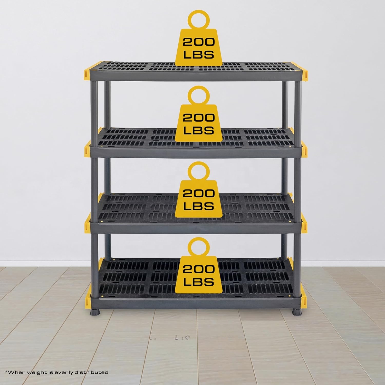 Durable HD 4-Tiered Ventilated Foldable Plastic Display Storage Rack Medium Duty Portable Shelving Unit for Garage