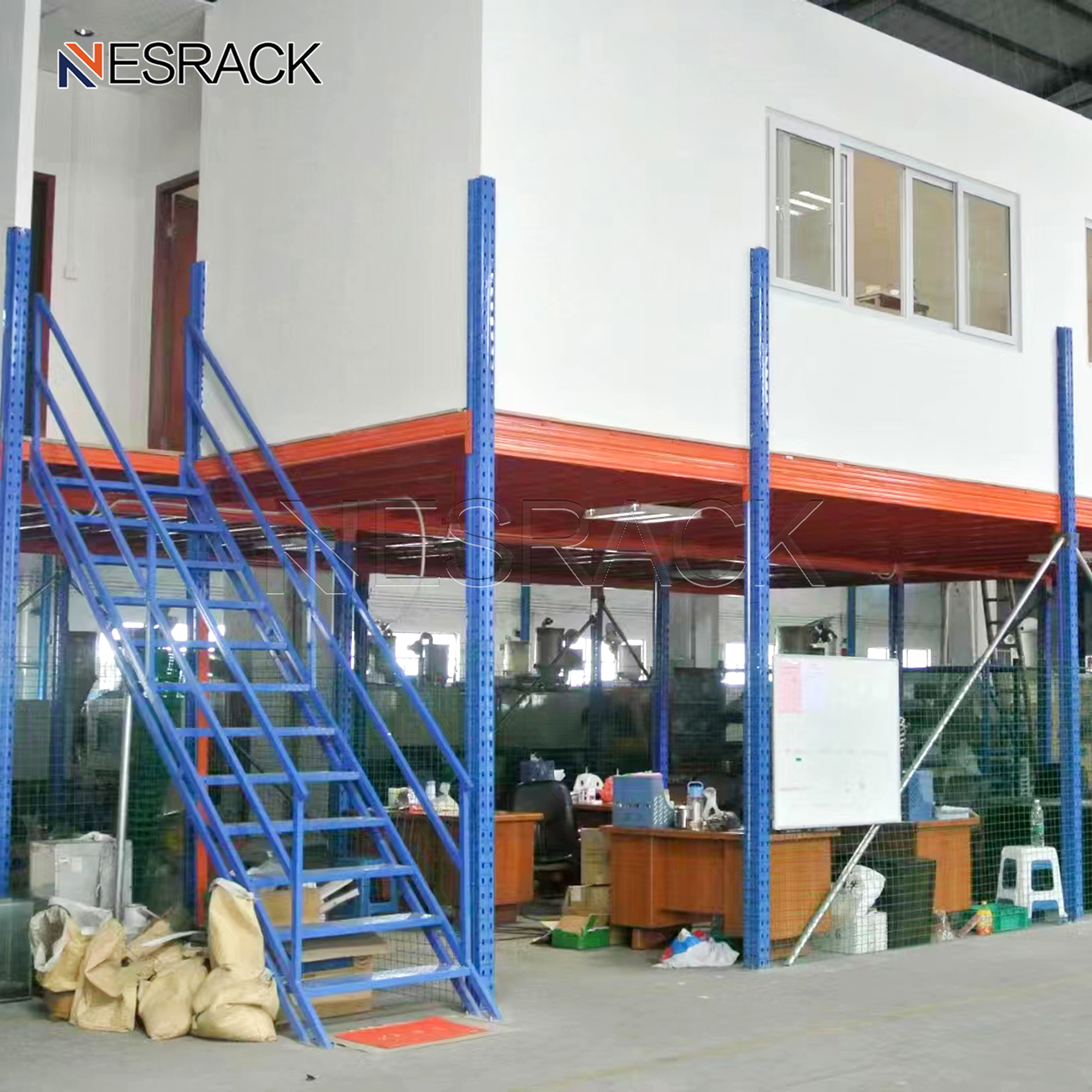 Heavy Duty Mezzanine Floor Steel Platform Warehouse Storage Racking with Stairs