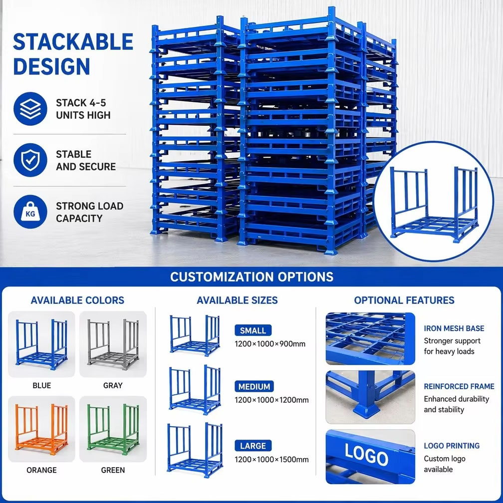 Removable Folding Stacking Rack Workshop Warehouse Cloth Rack Coiled Material Cloth Roll Stacking Rack Metal Folding Pallet