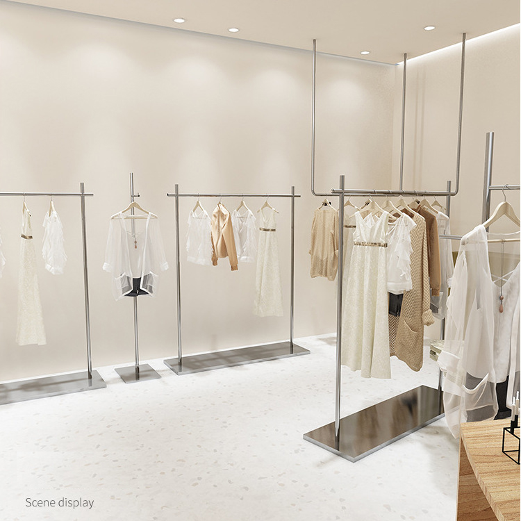 Net Red Custom Stainless Steel Floor Hanger Women's Clothing Store Display Rack Selling Clothes Shelf Nakajima Display Rack